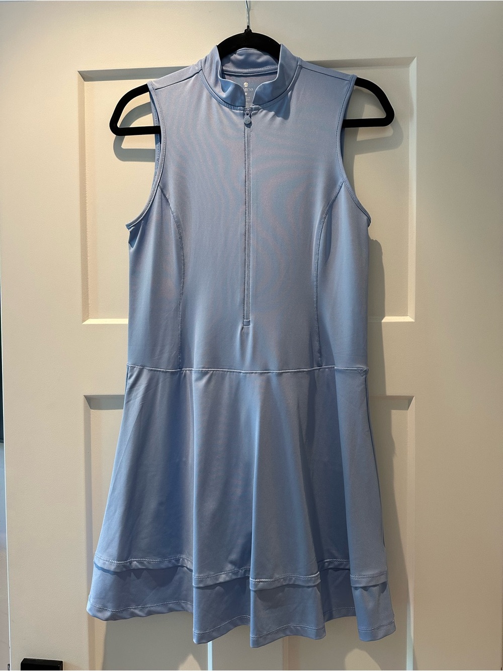 Pickleball - Sleeveless Light Blue Athletic Dress with Zip Front